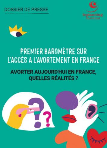 Couverture du dossier de presse sur le 1er baromètre sur l'accès à l'avortement en France du Planning Familial